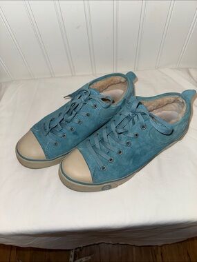 UGG Teal Blue Suede Lace-Up Sneakers